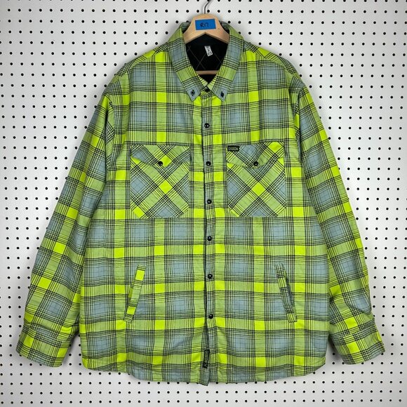 Dixxon‎ Flannel Company Jacket Shacket 2XL Plaid Green Black Guardian Reversible - Picture 1 of 9